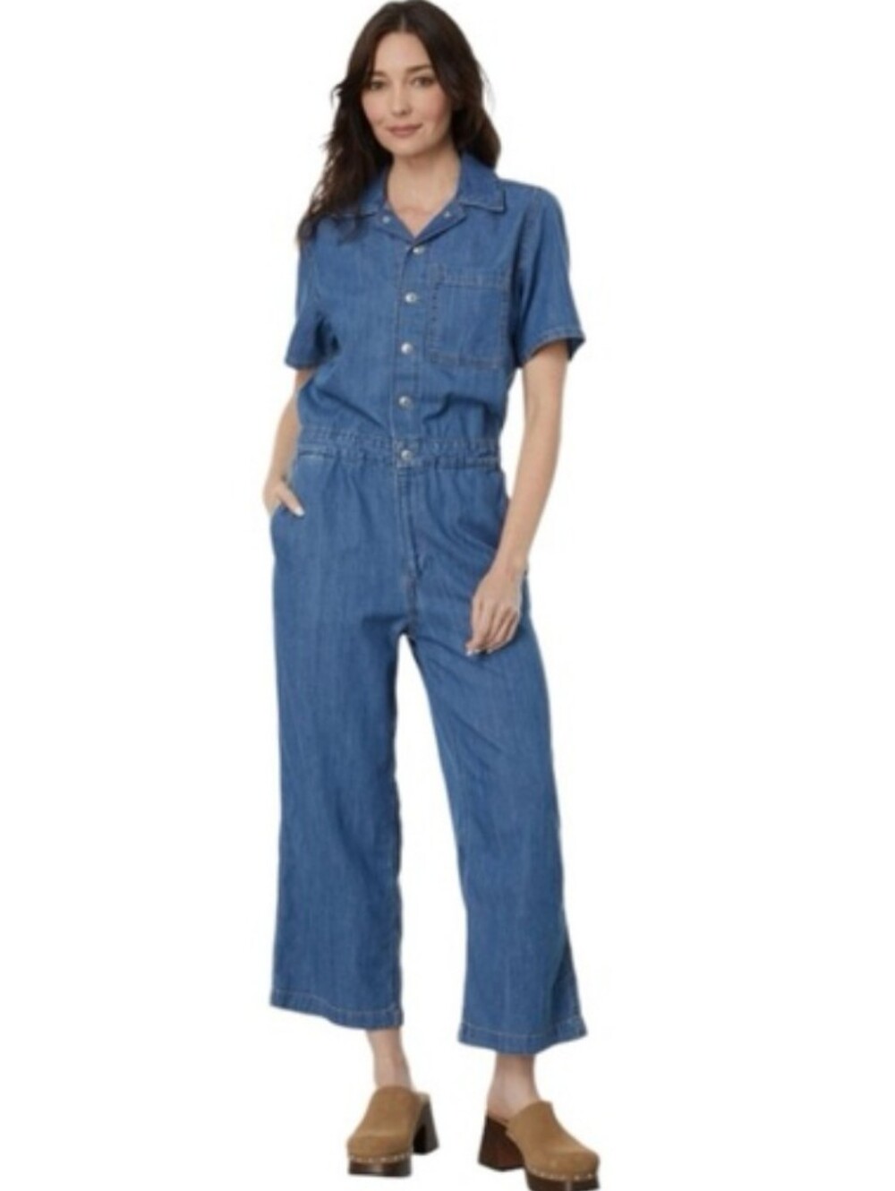 Levi’s  Cropped Wide Leg Denim Jumpsuit Coveralls Size Large